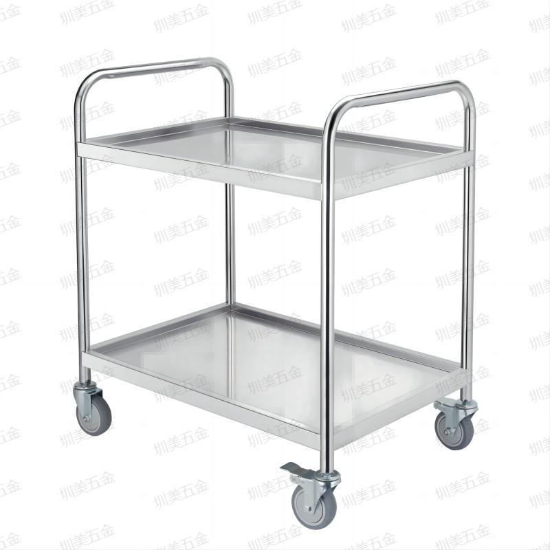 双层仪器小推车凹槽防滑不锈钢周转推车学校实验室三层静音小推车