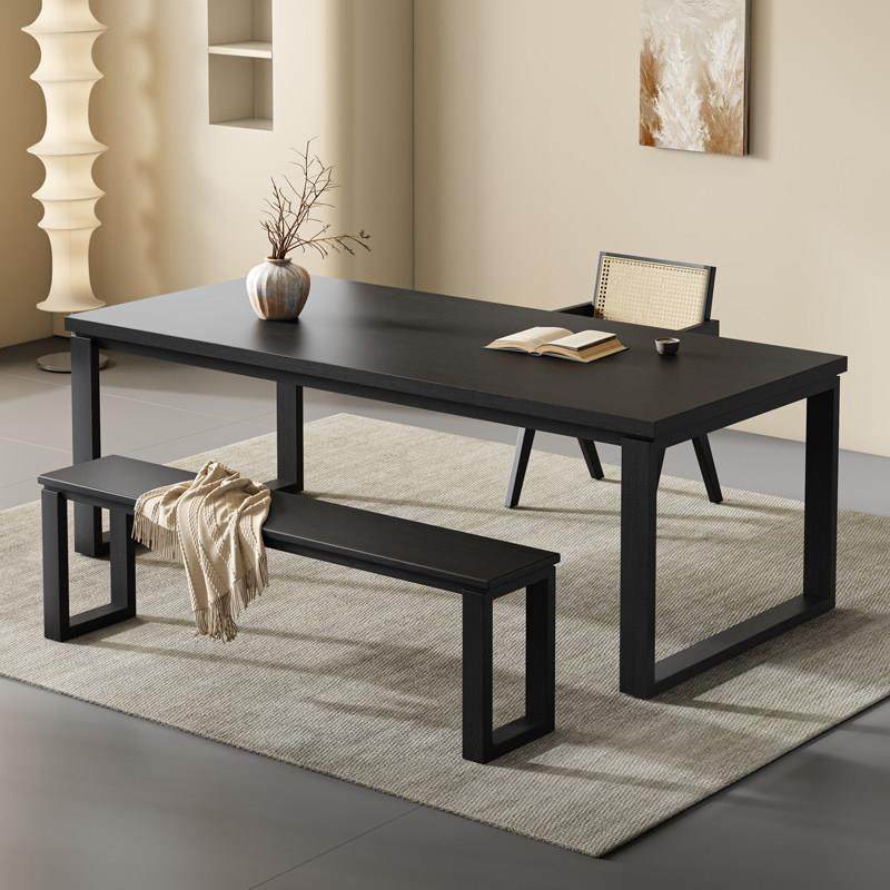 黑色莫比恩全实木餐桌家用长方形白蜡木原木大板桌去客厅化大书桌,住宅家具,实木餐桌,淘宝优惠券,粉丝福利购,淘宝优惠卷