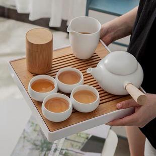 定窑侧把壶旅行家用功夫茶具礼品LOGO 全季 酒店同款 茶具小套装 日式