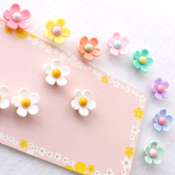 手推软木板个大头图钉小雏菊包邮彩色毛毡塑料工字钉照片墙装饰20