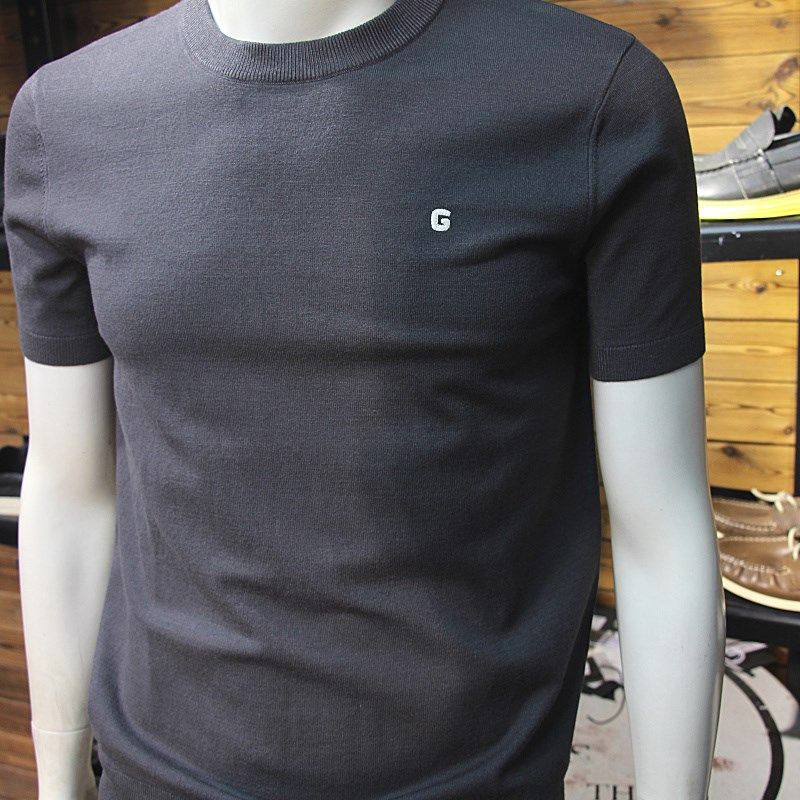 简单净版男针织T恤秋冬圆领修身毛衣短袖打底衫青年百搭弹力毛线t,男装,针织衫/毛衣,淘宝优惠券,粉丝福利购,淘宝优惠卷