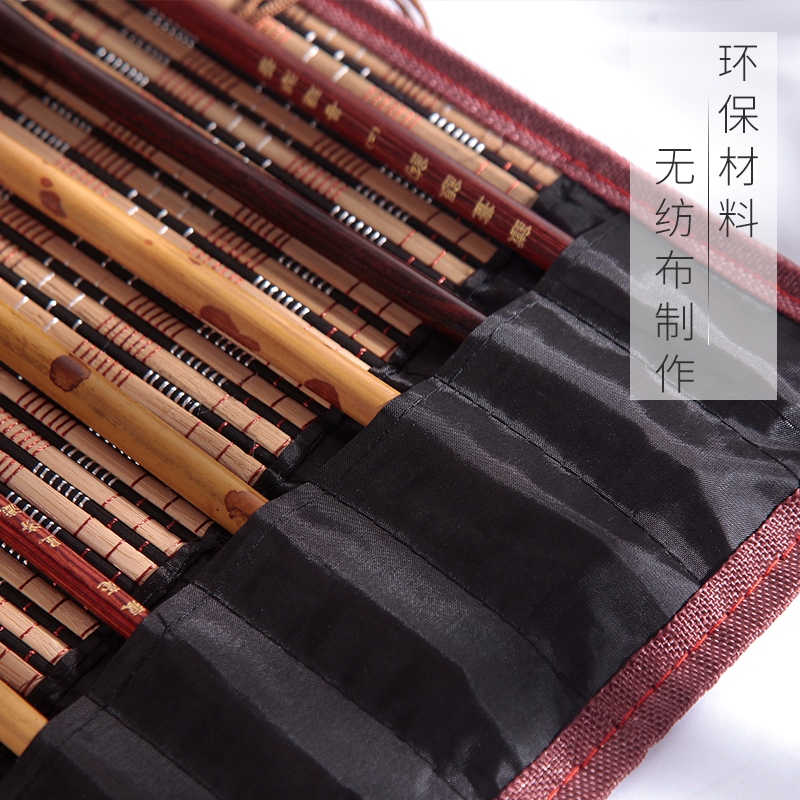 桑竹笔帘中国风毛笔笔帘文房四宝大号竹制收纳放置书法国画用品可