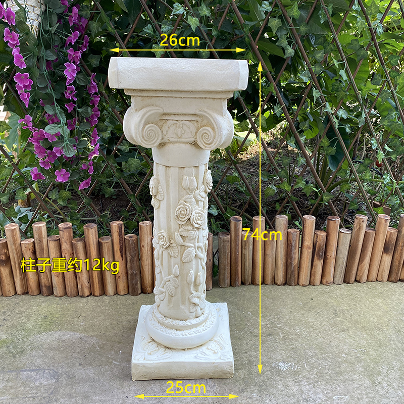 欧式玫瑰花圆柱做旧风格别墅庭院落地装饰大摆件婚庆路引摄影道具