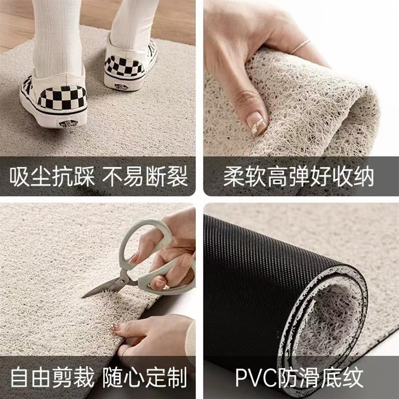 大门地垫入户门丝圈脚垫黑色门垫耐脏高级感进门垫pvc防滑垫子
