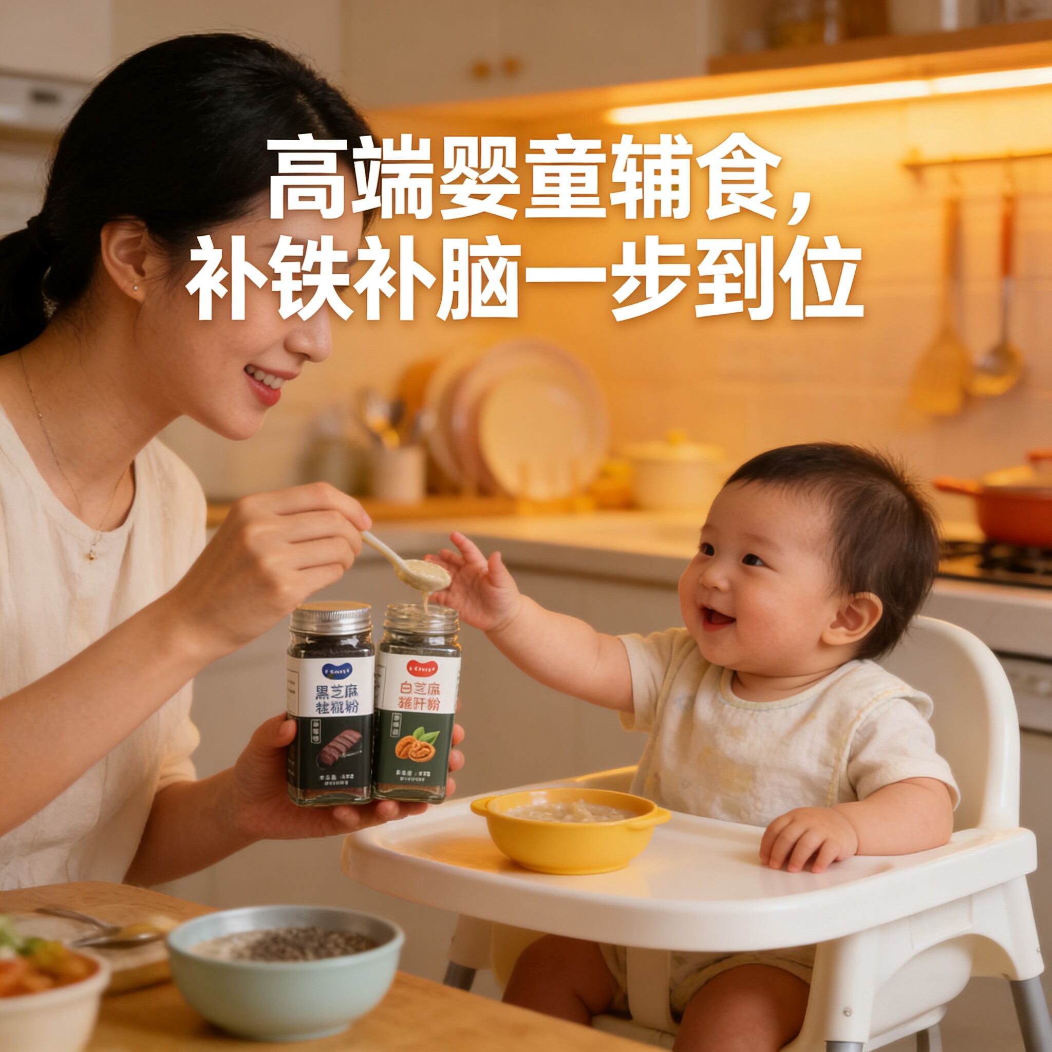 黑芝麻海苔粉虾皮牡蛎核桃猪肝粉补铁调料拌饭料送婴儿宝宝辅食表