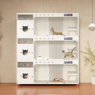 实木猫别墅三层家用室内猫柜恒温猫笼大空间猫舍猫窝大号猫繁育笼