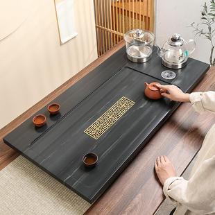 电磁炉全自动上水茶台烧水壶一体功夫茶具家用 天然乌金石茶盘套装