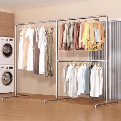 镀锌钢管晾衣架双层挂衣架室内室外阳台晒衣服水管架子立式展示架