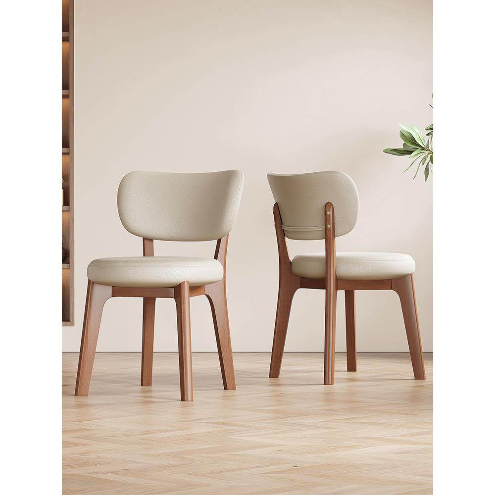 北欧实木餐椅现代简约餐桌椅中古风家用餐厅椅轻奢高级感软包椅子