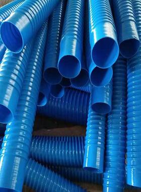 PVC蓝色风管工业吸尘管塑料管伸缩软管除尘管软接头波纹管 40-400