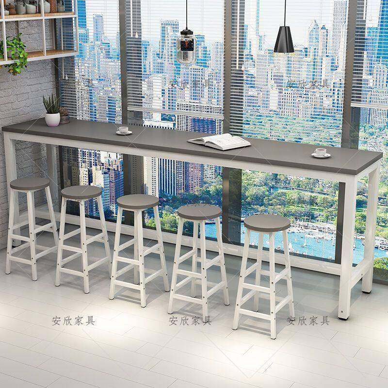 靠墙吧台桌高脚桌简约家用客厅阳台小吧台长条桌奶茶店桌椅组合