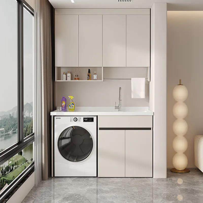 阳台洗衣柜蜂窝铝一体台盆洗衣池槽洗手池带搓衣板滚筒洗衣机柜