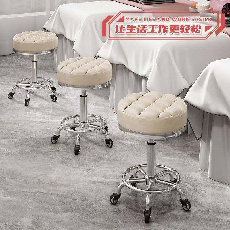 美容美发凳子滑轮旋转升降凳子大工凳美甲圆凳理髲店转椅发廊专用