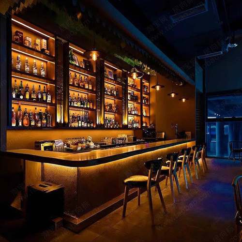 定制工业风酒吧咖啡健身房台球餐饮店前台接待吧台桌收银台柜转角