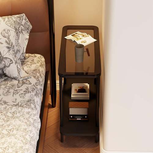 床头夹缝小桌子双层极窄收纳储物柜简易茶几超窄迷你