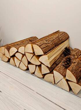 木柴装饰民宿店铺搭配美式原木摆件橱窗背景陈列壁炉木材柴火摆件