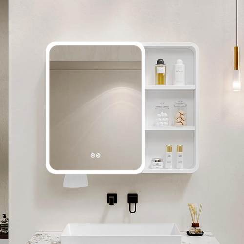 圆角太空铝智能浴室镜柜收纳柜化妆室挂墙式带美妆收纳层架化妆镜