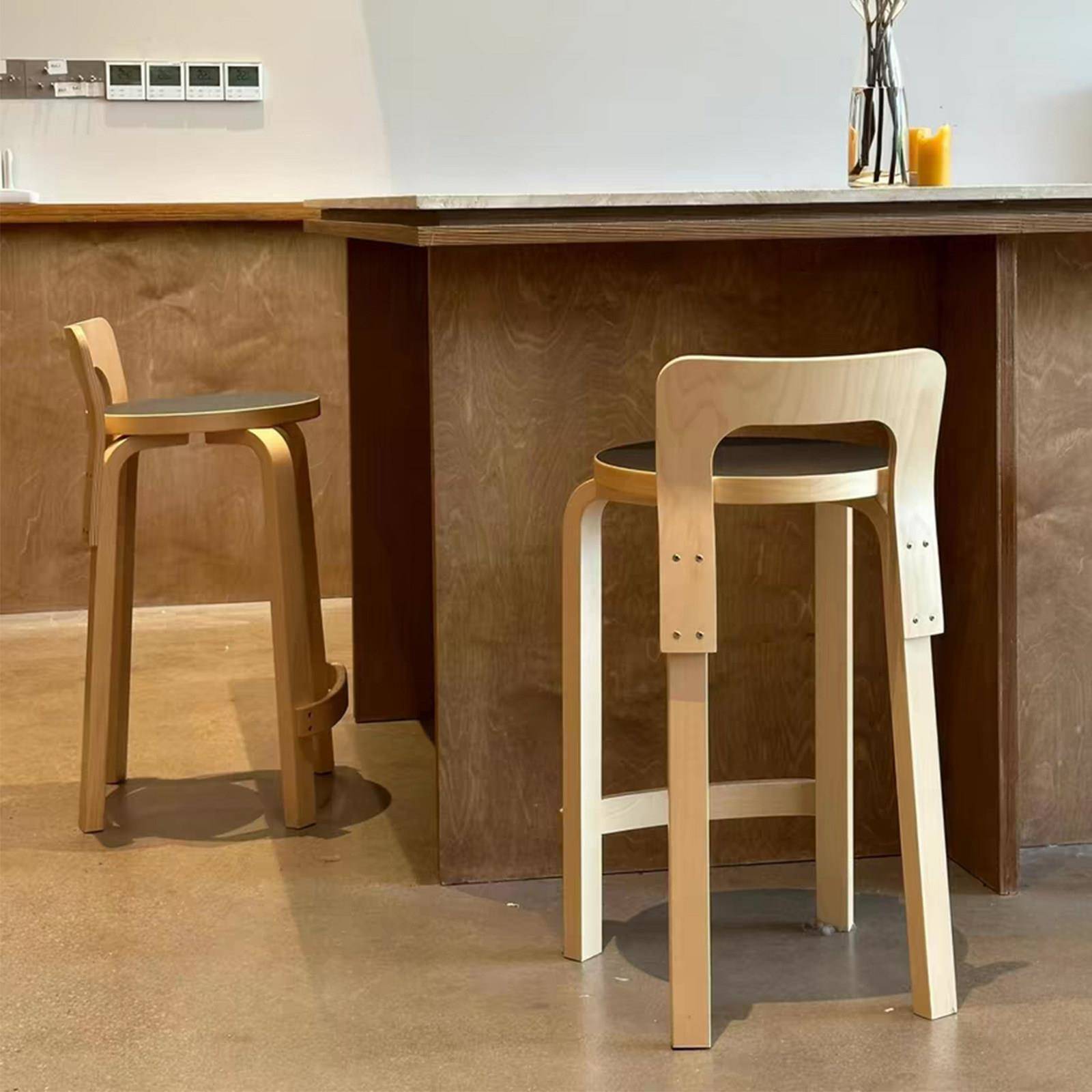 芬兰设计师Artek High Chair K65复刻长腿高脚椅家用吧台椅高凳子