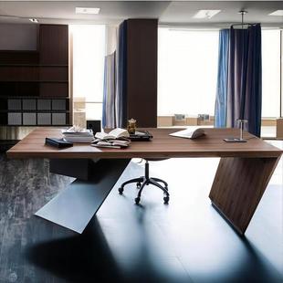 现代简约实木大班台办公桌松木主管桌可定制电脑桌书桌