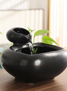 陶瓷流水喷泉招财玄关摆件循环水景小型鱼缸家居乔迁开业装饰礼品