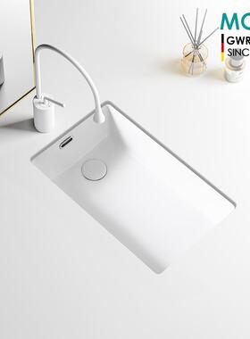 MOER竖装阳台陶瓷台下盆小户型迷你洗衣盆极窄宽家用洗脸池小尺寸