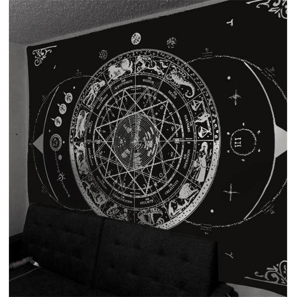 原创坏血统暗黑色挂布女塔罗桌游哥特星座背景布酒吧民宿墙布挂毯