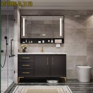 定制橡木浴室柜组合一体盆轻奢洗脸池意式 极简洗漱台卫生间洗手盆