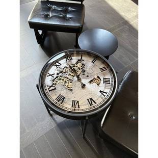 复古高级感轻奢设计感美式 钟表齿轮客厅沙发边几小茶几小户型民宿