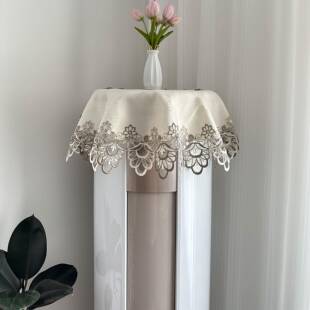 圆柱立式空调罩蕾丝布艺防尘布床头柜圆形盖布家用空调防尘罩