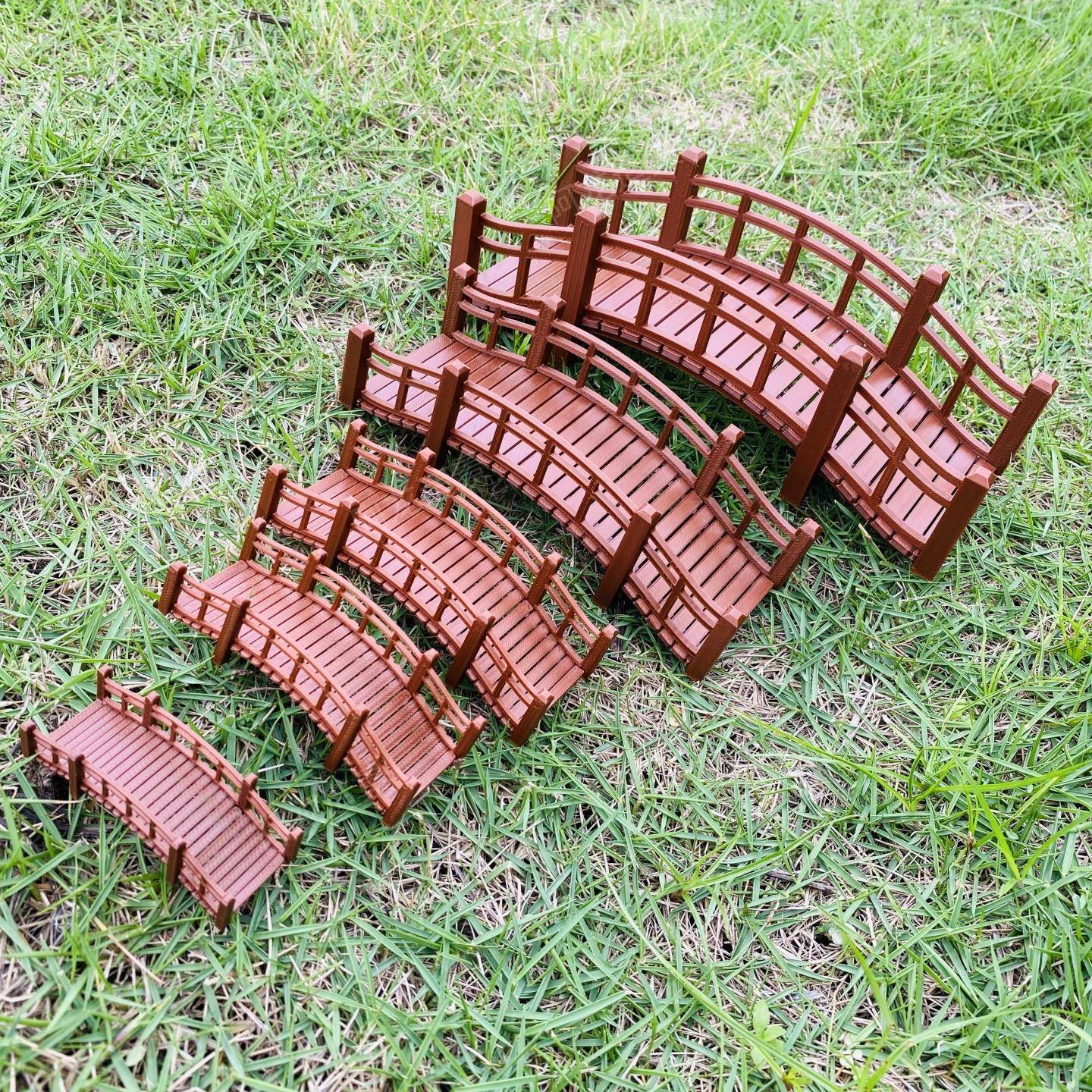 户外公园拱桥古桥造景小桥流水微景观模型彷真桥假山家俱摆件廊桥