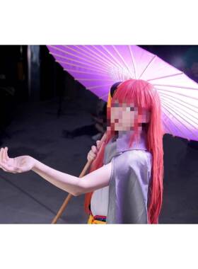 100CM大号cos道具伞银魂神威神乐紫色纯色绸布弯柄尖顶伞可上地铁