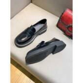 女新款 韩版 时尚 Uncle 黑色低跟单鞋 黑色百搭小皮鞋 休闲乐福鞋