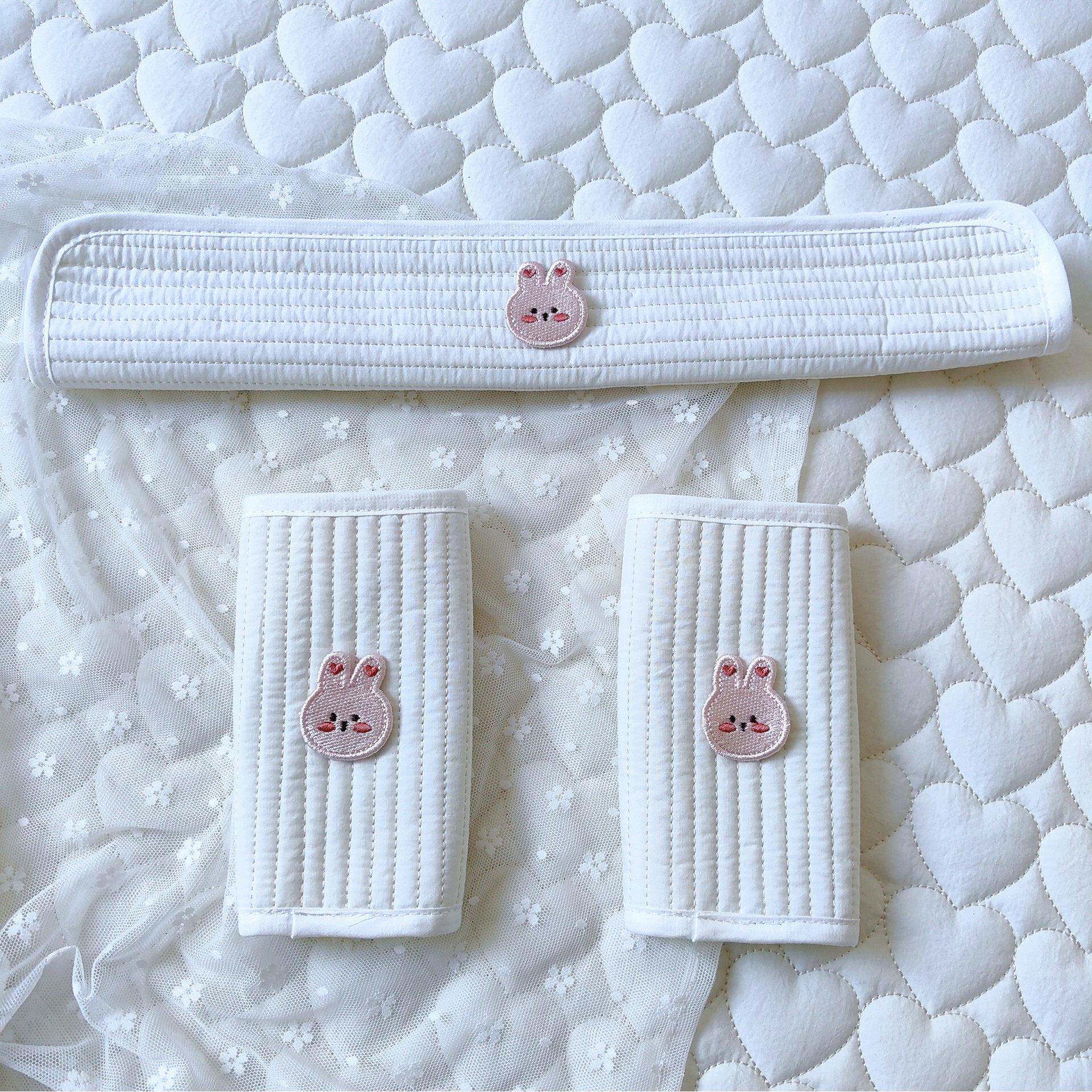 ins韩国通用推车配件车把扶手保护套纯棉刺绣可拆护肩防咬口水巾