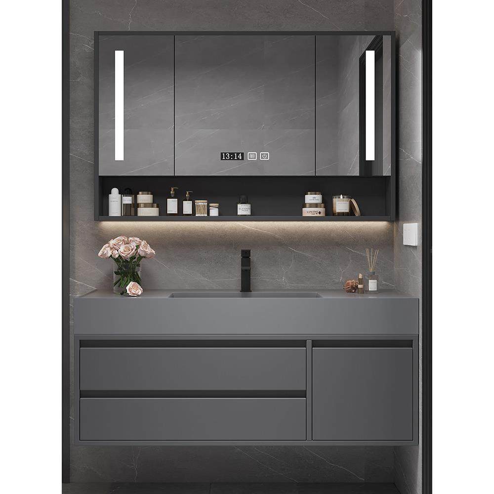 轻奢岩石一体盆现代简约浴室柜卫生间洗脸盆洗手台盆柜组合洗漱台,家装主材,浴室柜组合,淘宝优惠券,粉丝福利购,淘宝优惠卷