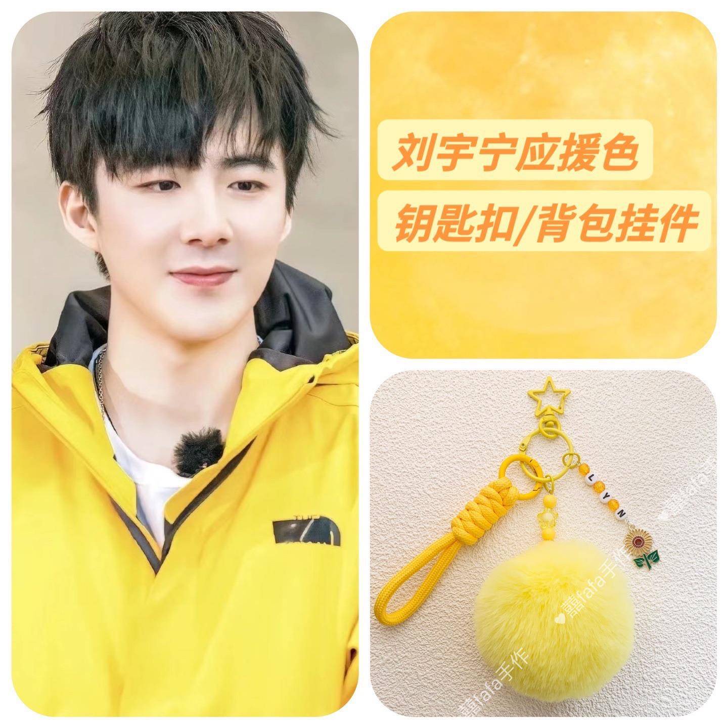 刘宇宁应援色钥匙扣背包挂饰毛球向日葵挂件演唱会生日物料周边图片