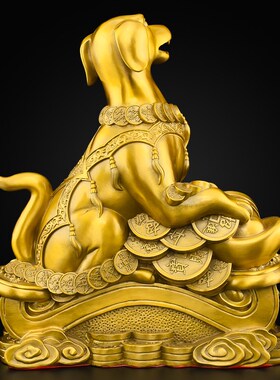 铜狗摆件补西北缺角黄铜生肖旺客厅大型落地财金属戌狗摆件吉祥物