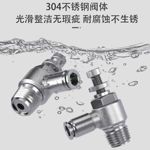 304不锈钢节流阀快速接头快拧调速SL4