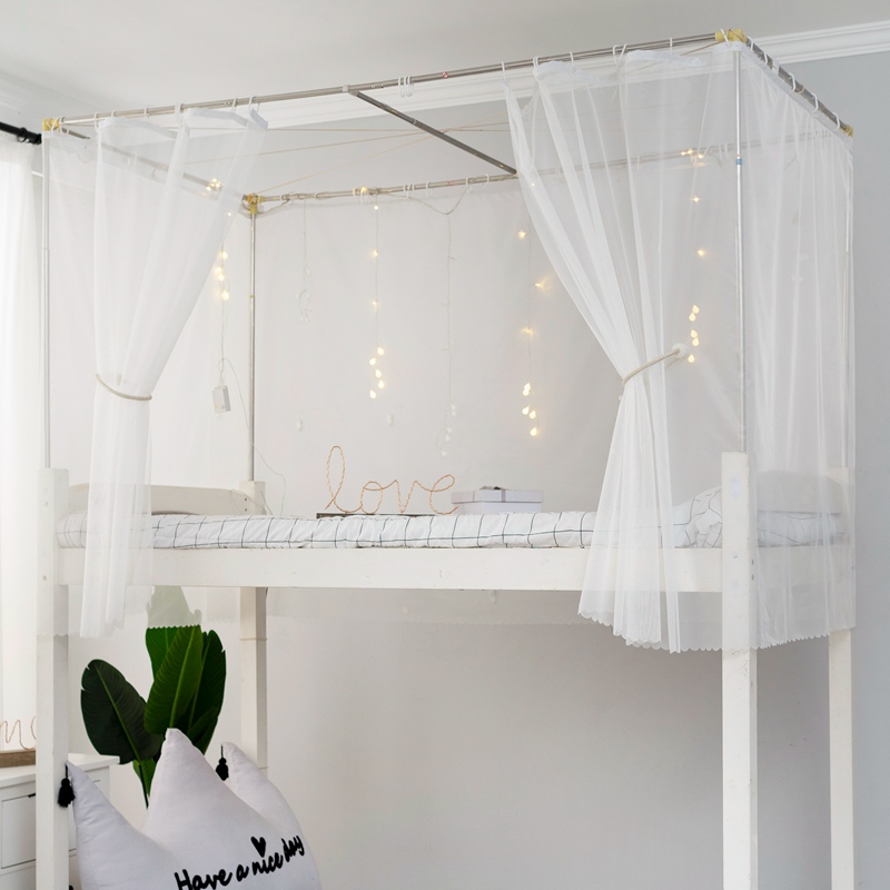 大学学生宿舍床帘寝室上铺纯白z纱幔蚊帐一体式下铺少女心床幔纱