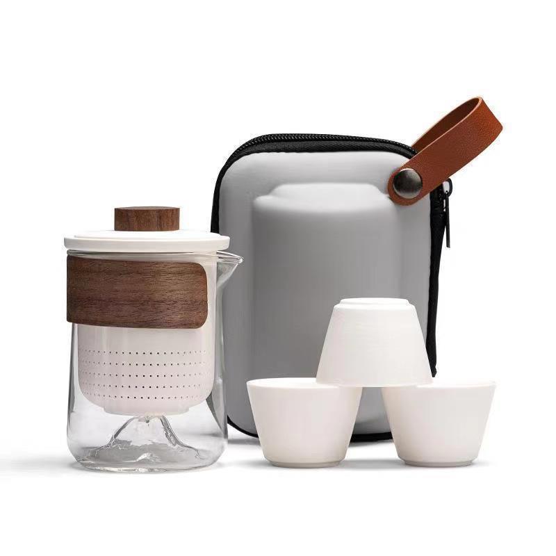 玻璃旅行茶具套装整套便携式陶瓷快客杯套装户外功夫茶杯泡茶壶