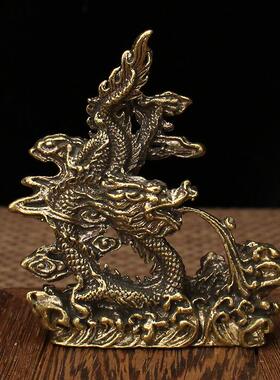 唐腾全黄铜龙戏水摆件墨斗喜上枝头金龙鱼摆件礼品居家办公小摆件