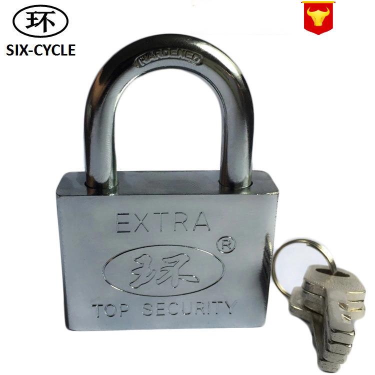 浦江环牌锁业60mm四方叶片白钢锁 链条抽屉门锁头 防盗铁挂锁