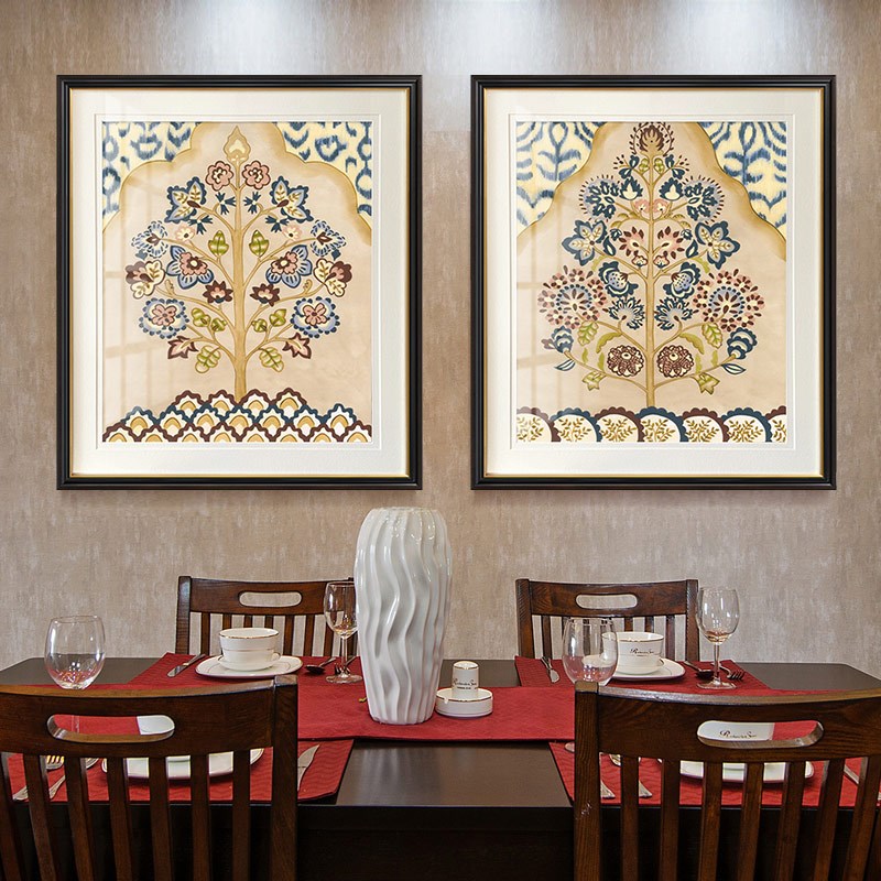 美式新古典装饰画 客厅壁画 新中式卧室床头画  锦绣树 抽象画图片