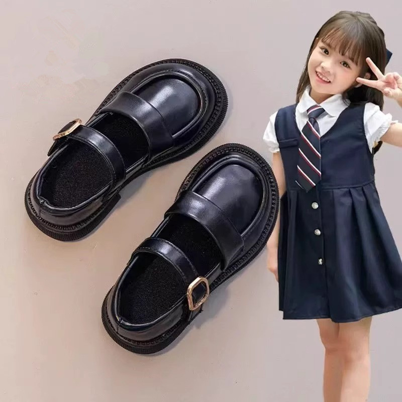 真皮女童公主单鞋黑色演出jk皮鞋