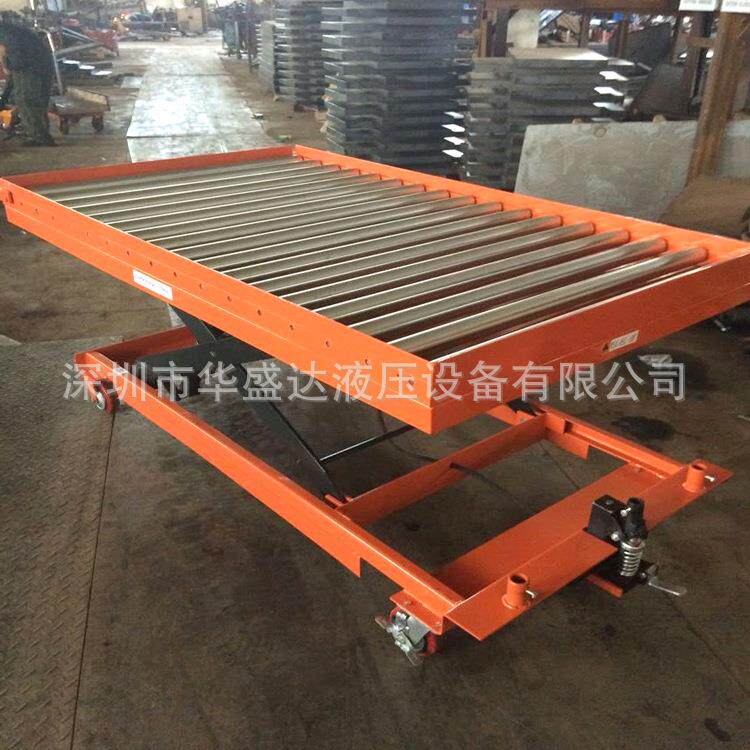 滚筒式手动平台车辊筒液压模具台车电动升降手推平台车