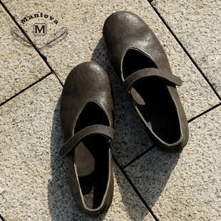 Mantova曼托瓦新款玛丽珍鞋手工马皮复古皮鞋法式真皮百搭女单鞋