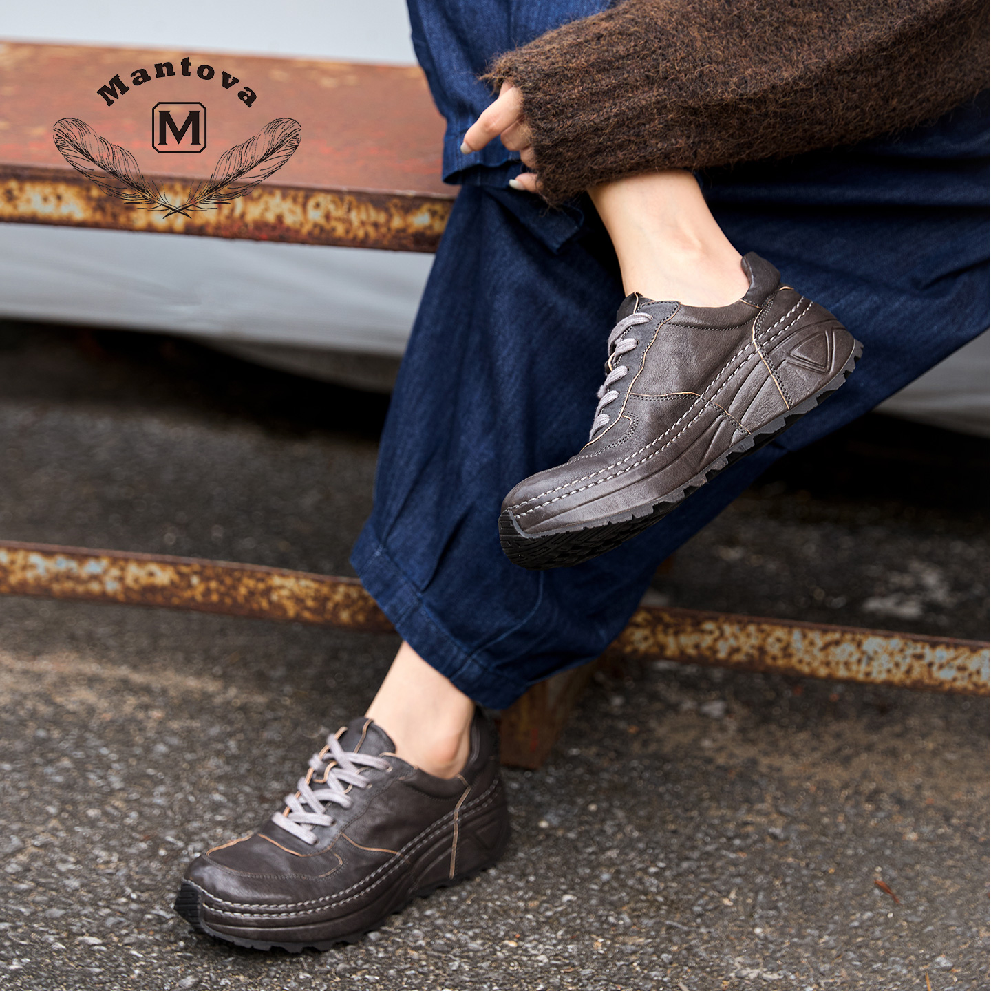 Mantova曼托瓦秋冬老爹鞋手工马皮鞋厚底防滑耐磨运动鞋真皮女鞋