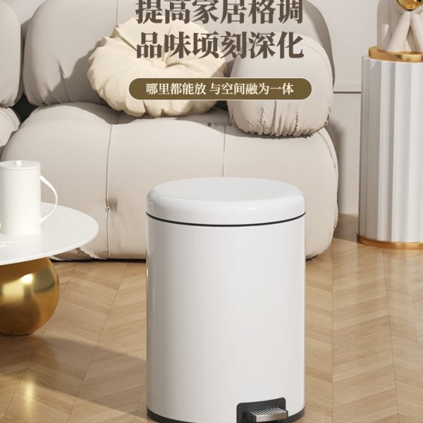 圆形脚踏式垃圾桶不锈钢家用带盖卫生间厨房客厅卧室脚踩简约大号