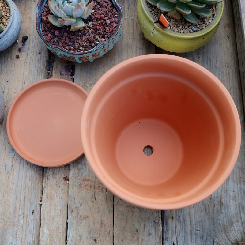 红陶工艺浮雕玫瑰花叶藤花纹透气陶土泥瓦盆绿植鲜花盆栽陶瓷花盆