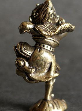 黄铜实心纯铜小摆件桌面手把件孙悟空铜茶道茶宠雕铸古玩小铜器