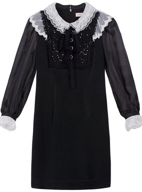 固执新款长袖法式复古短款连衣裙00021LQ07167